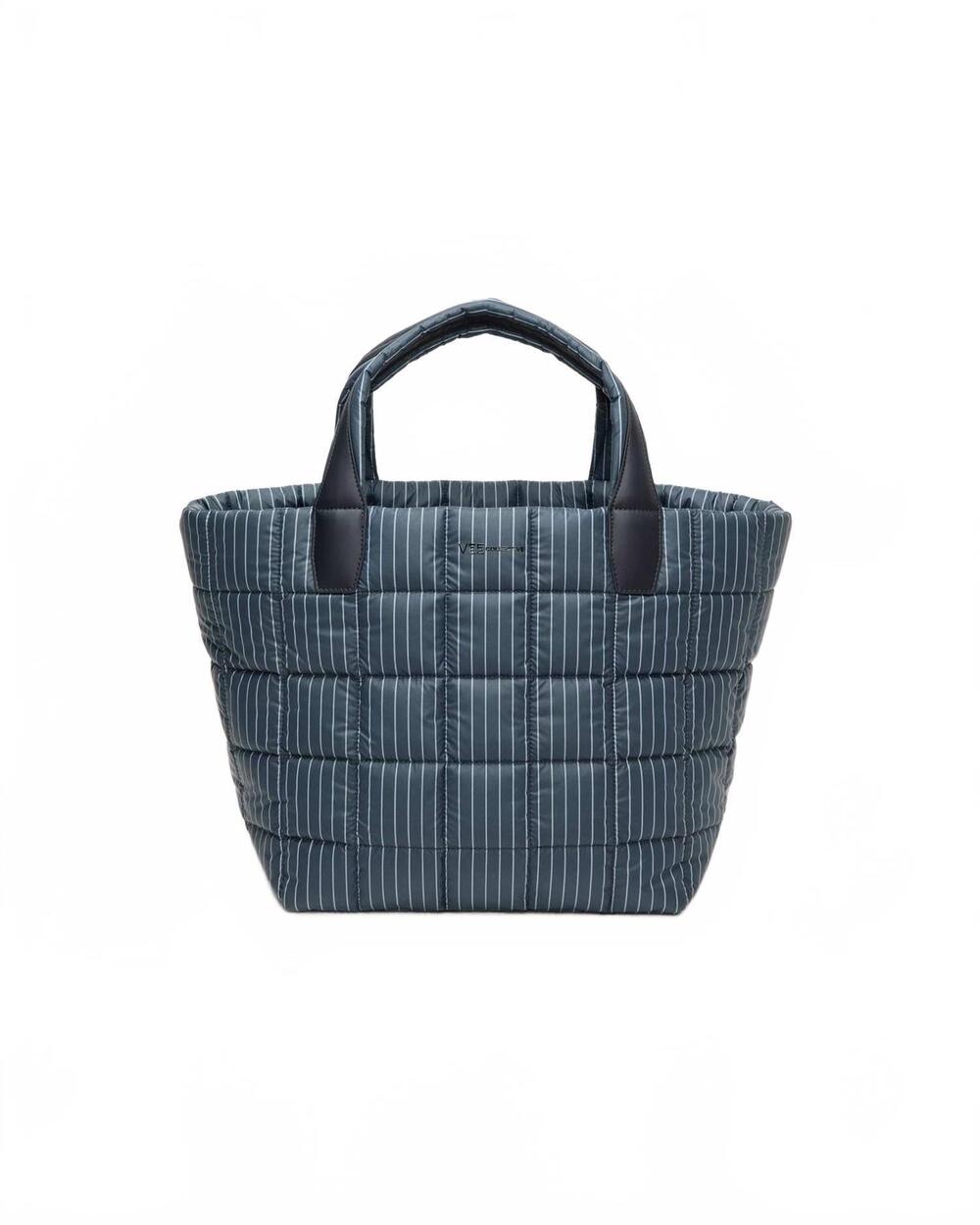 NEW VEE COLLECTIVE women's porter tote bag in pinstripe blue